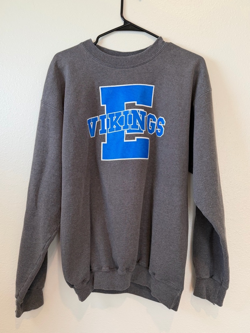 Champion Gray Crewneck Sweatshirt with Blue Vikings Graphic